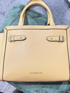 Liz Claiborne Mustard Yellow Satchel with Gold-Tone Hardware